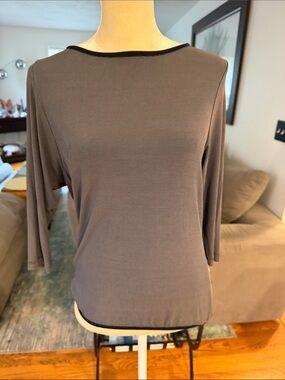 Women's Gray Boatneck Three-Quarter Sleeve Top